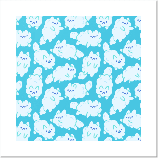 Cloud Cat Pattern Wall Art by knitetgantt